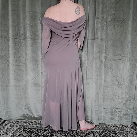 y2k Fairy Boho Regency Whismy Off The Shoulder Brown Embriodered Cocktail Dress - Picture 14 of 16